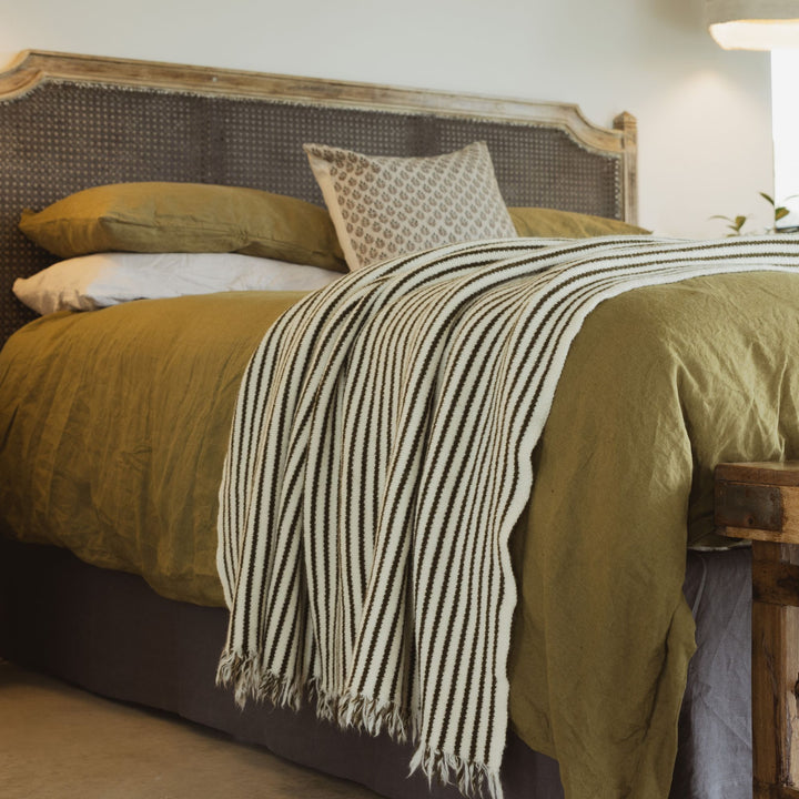 Charcoal Stripes Wool Throw Blanket