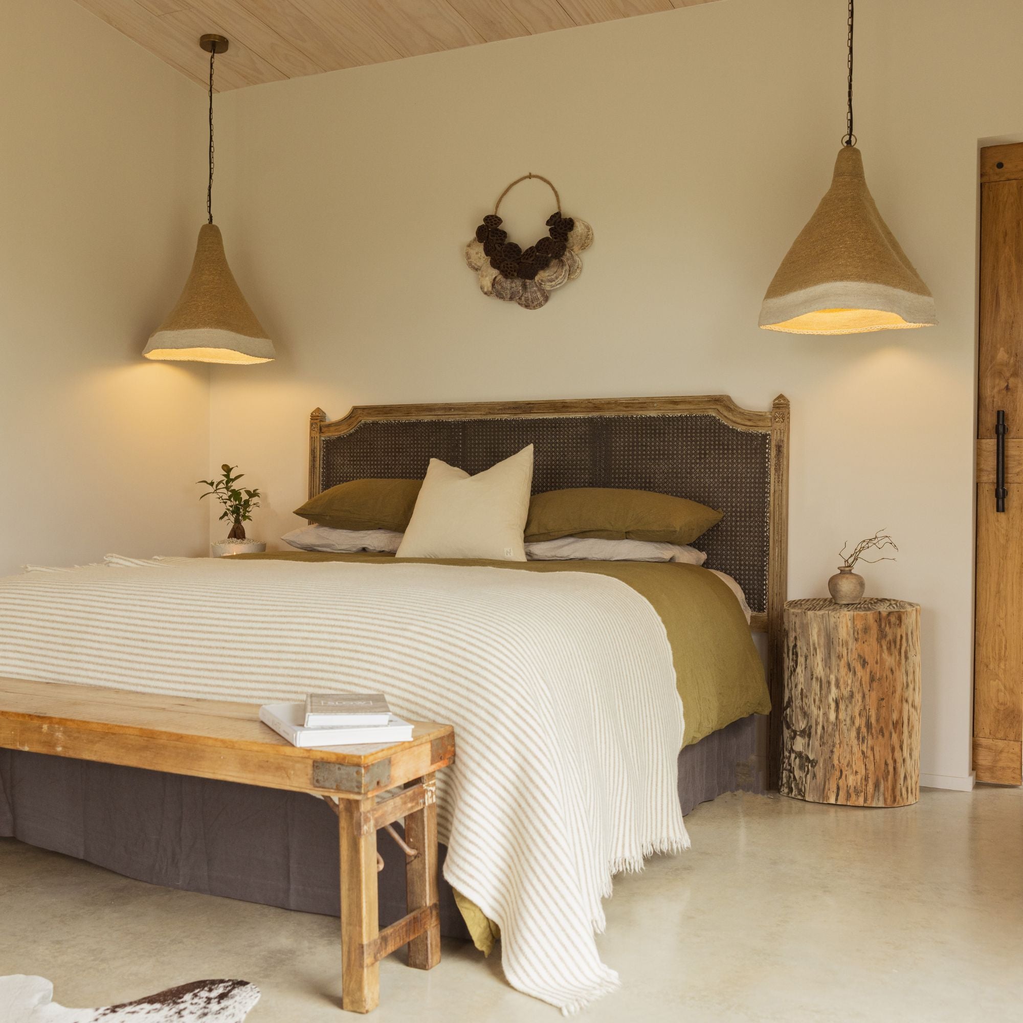 Foxtrot Home New Zealand Wool Blanket in Sand Stripes