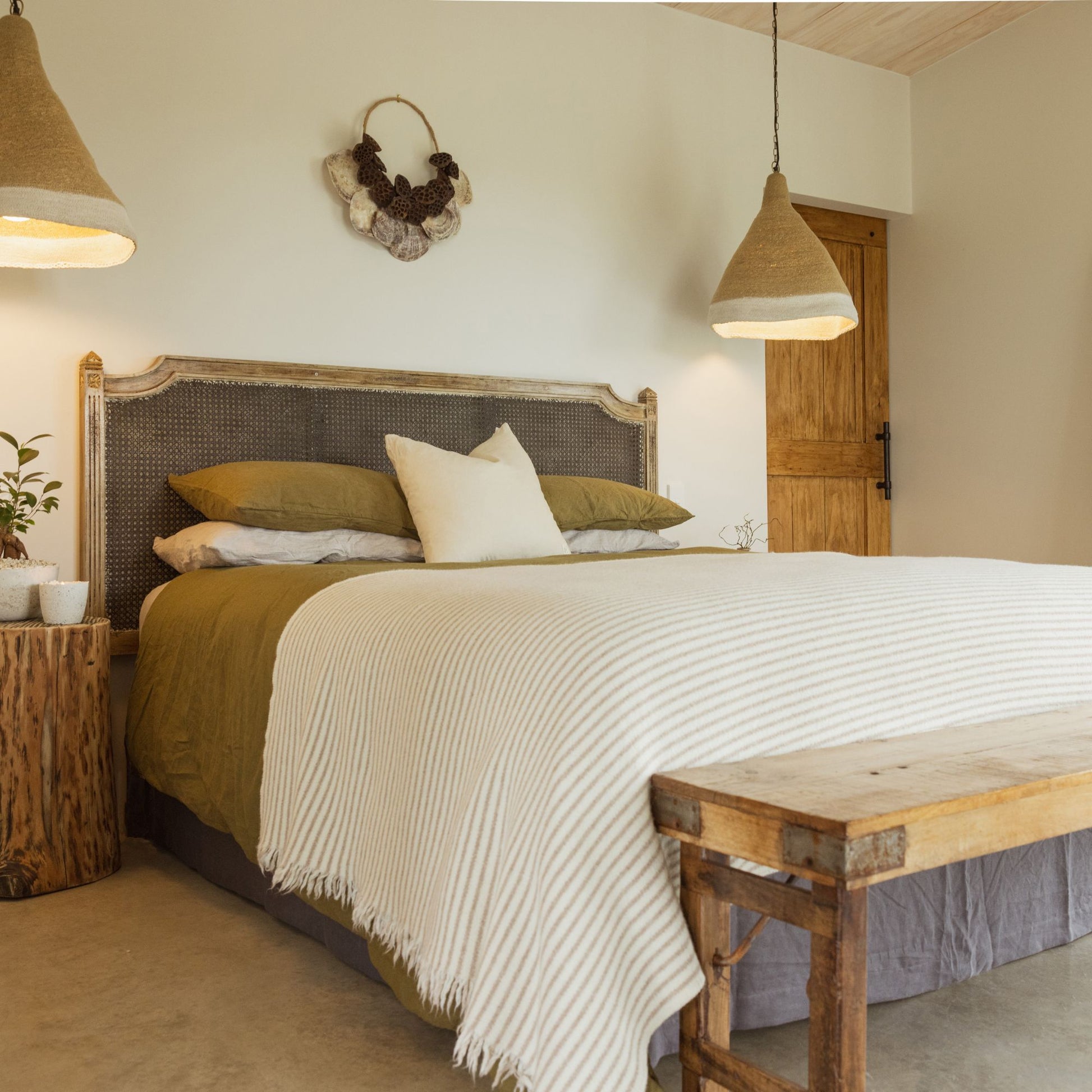 Foxtrot Home New Zealand Wool Blanket in Sand Stripes