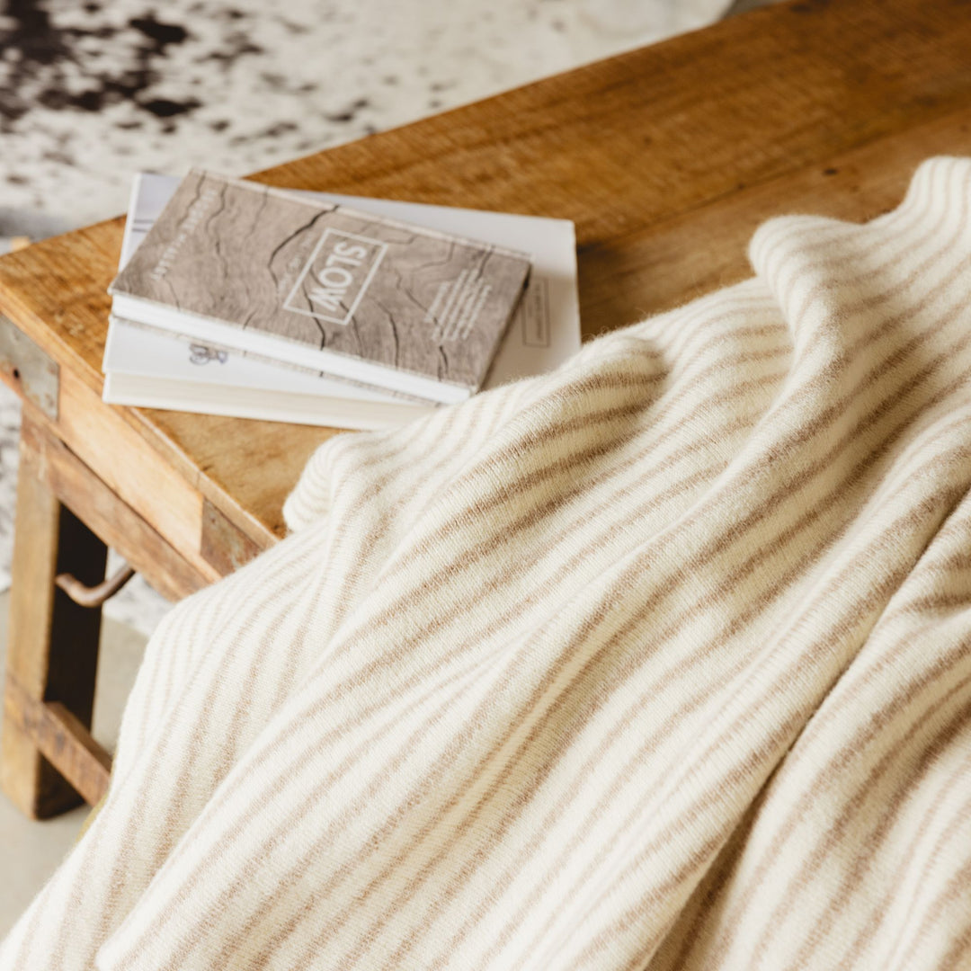 Sand Stripes Wool Throw Blanket