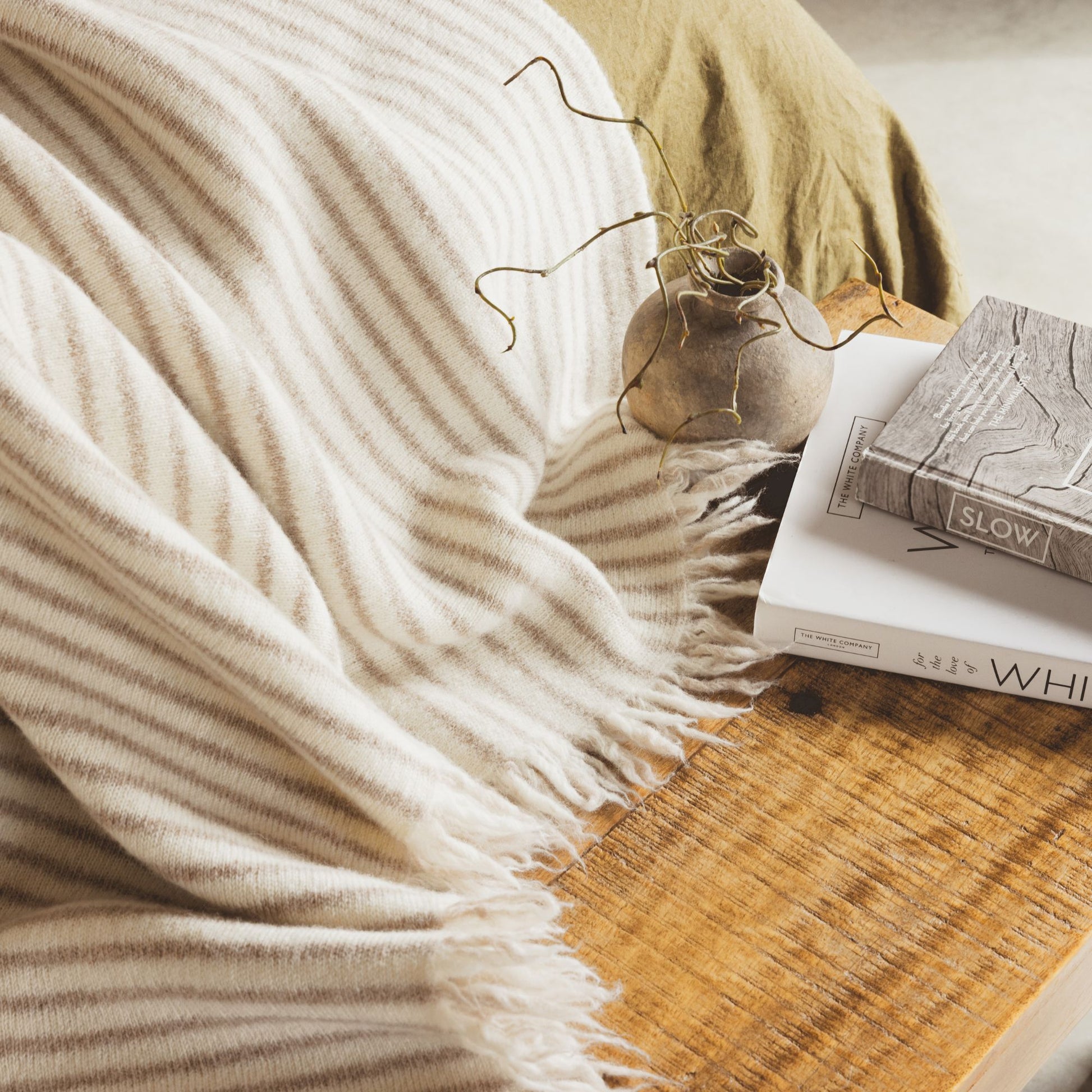 Foxtrot Home New Zealand Wool Blanket in Sand Stripes