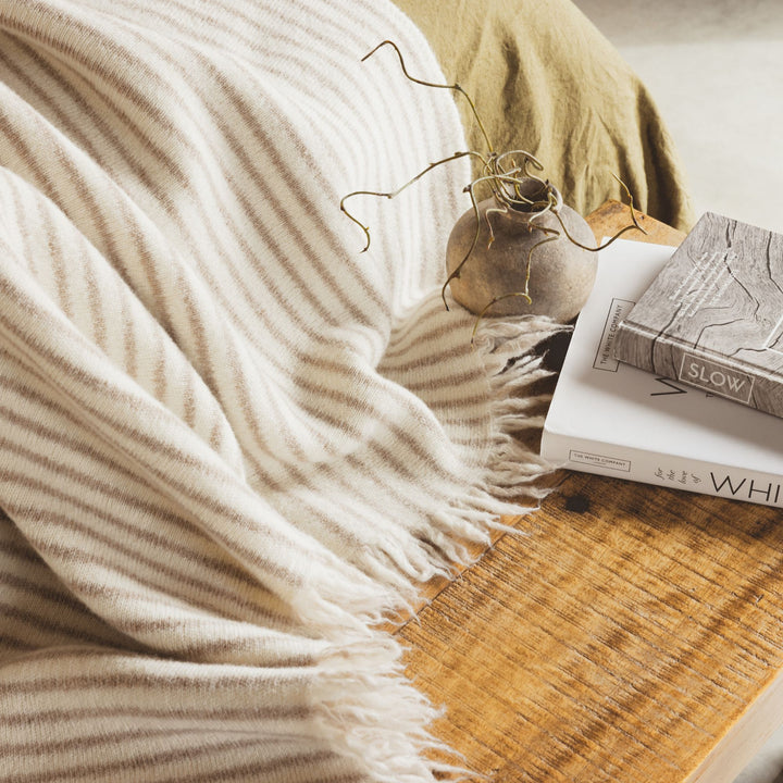 Sand Stripes Wool Throw Blanket