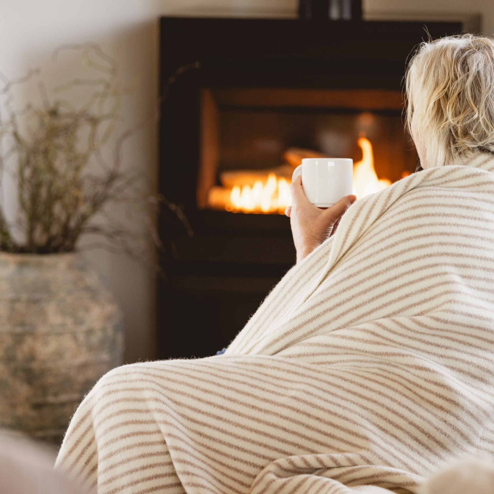 Foxtrot Home New Zealand Wool Blanket in Sand Stripes