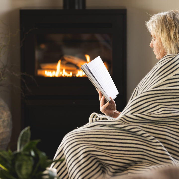 Charcoal Stripes Wool Throw Blanket