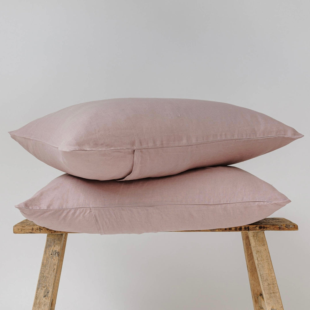 Rosewood Pink Linen Pillowcases