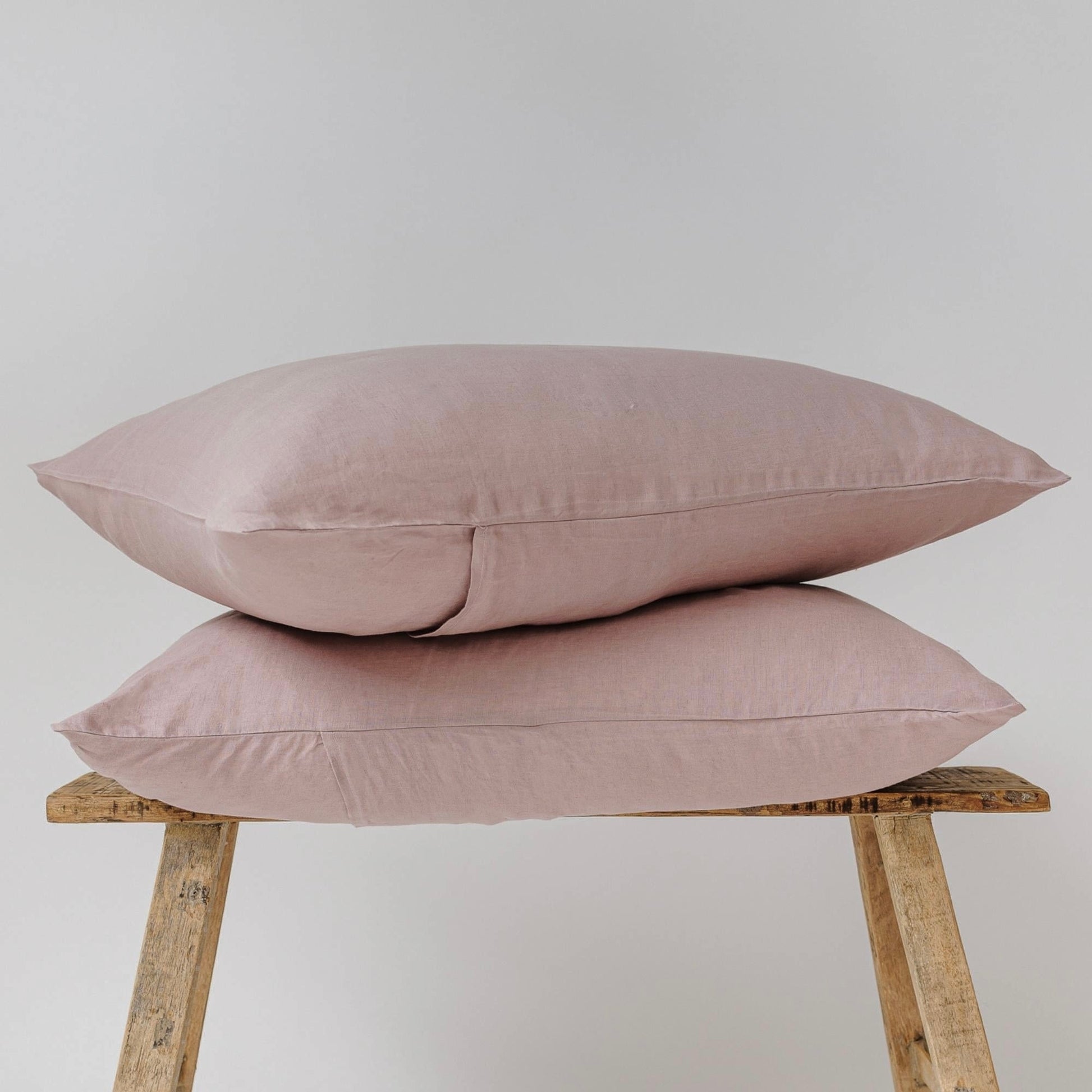 Rosewood Pink Linen Pillowcases