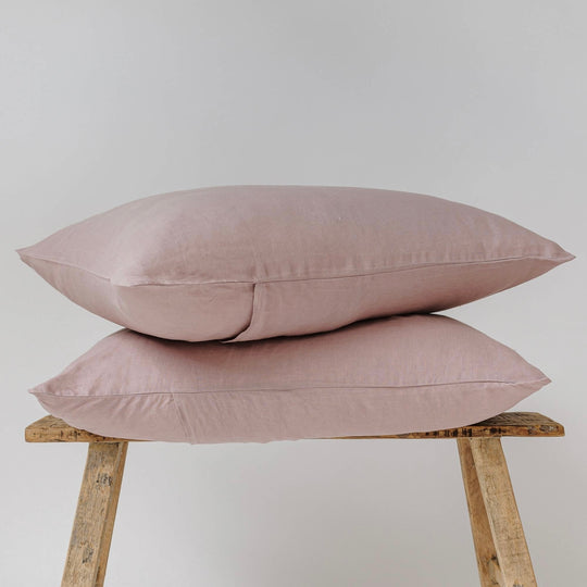 Rosewood Pink Linen Pillowcases