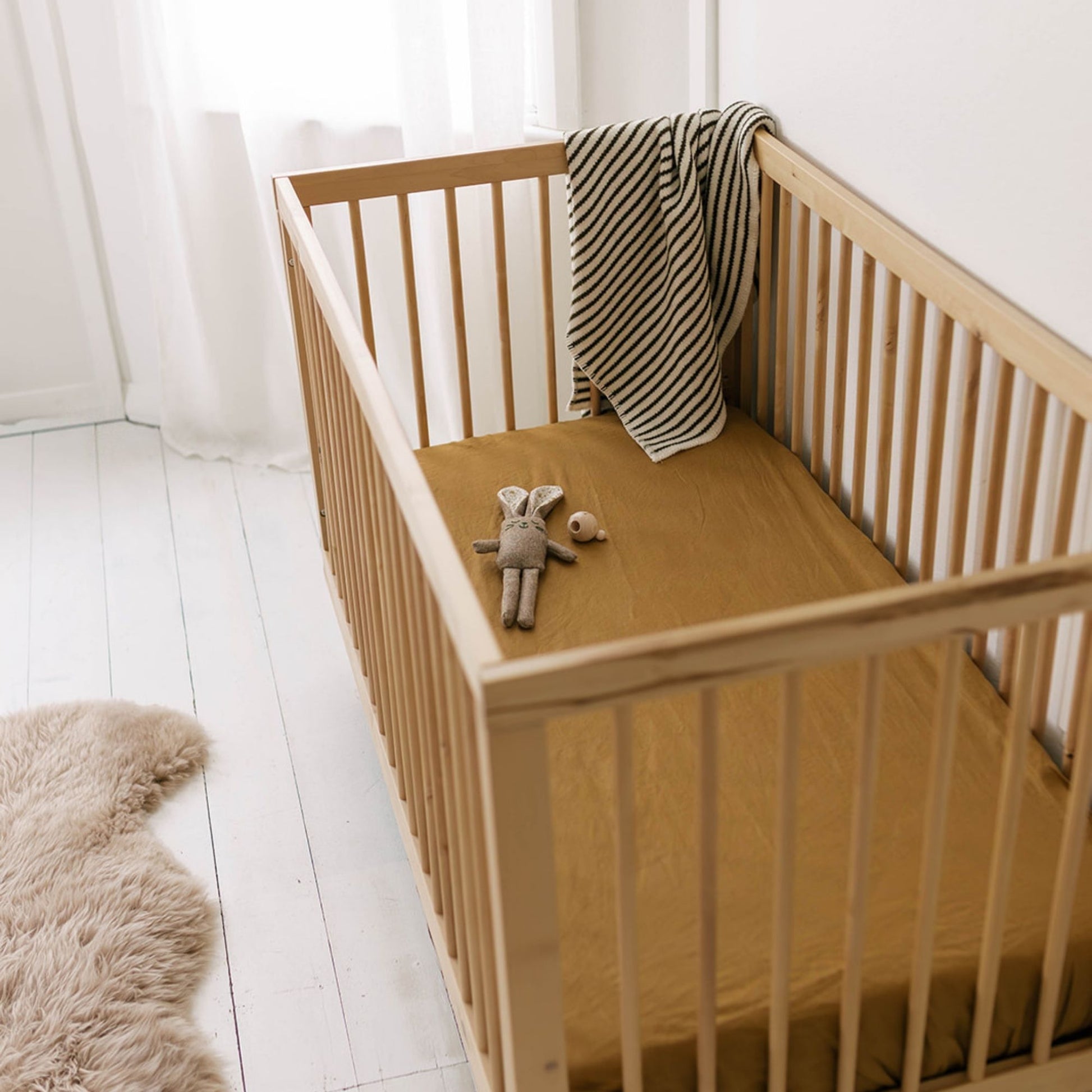 Ginger Honey Linen Cot/Bassinet Sheet