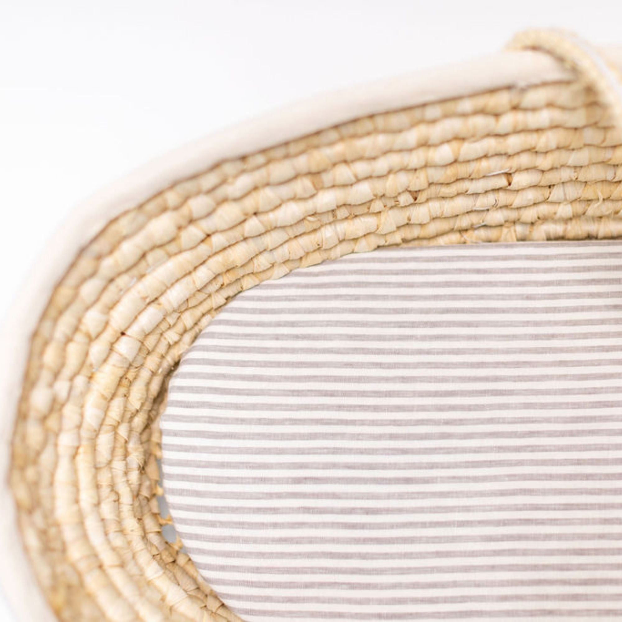 Grey Stripes Linen Cot/Bassinet Sheet