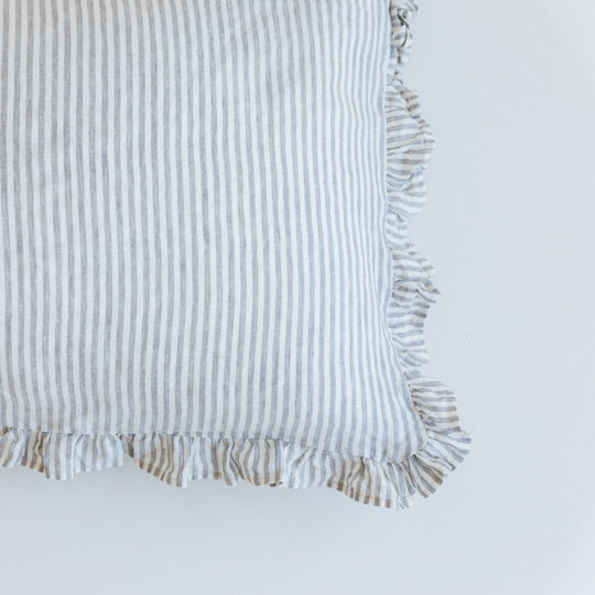 Ruffles Cushions in Grey Stripes