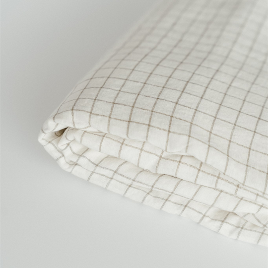 Malt Brown Grid Linen Sheets Set