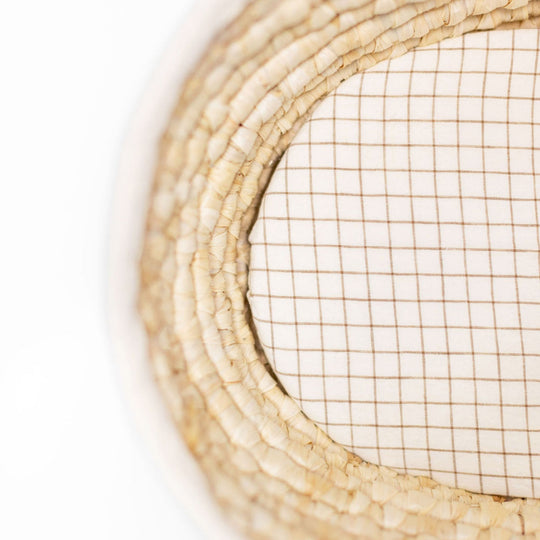 Malt Brown Grid Linen Cot/Bassinet Sheet