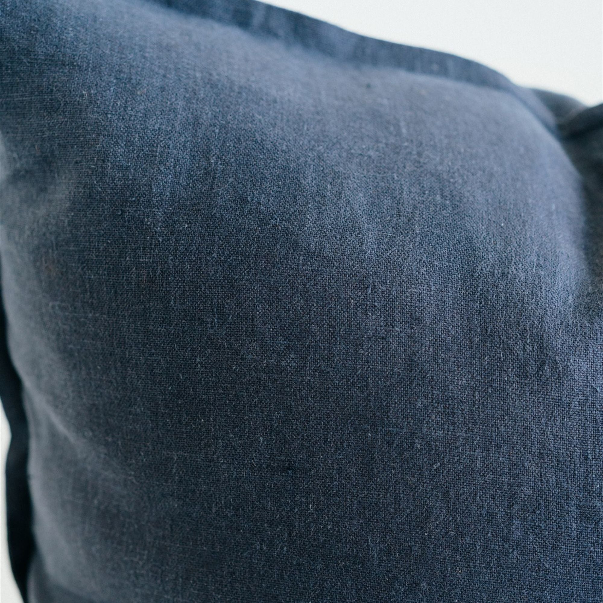 Foxtrot Home French Flax Linen styled with a Midnight Blue Cushion