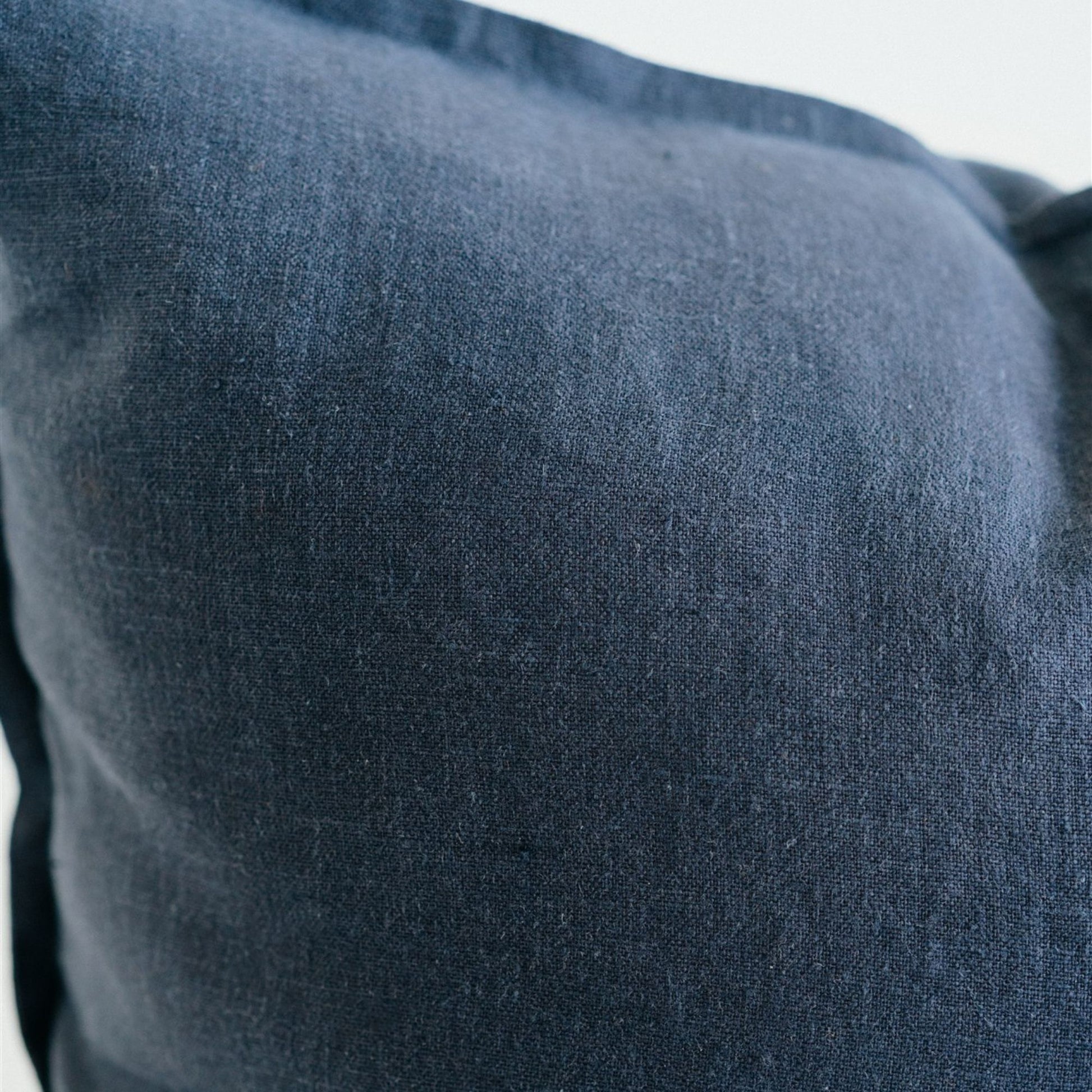 Foxtrot Home French Flax Linen styled with a Midnight Blue Cushion