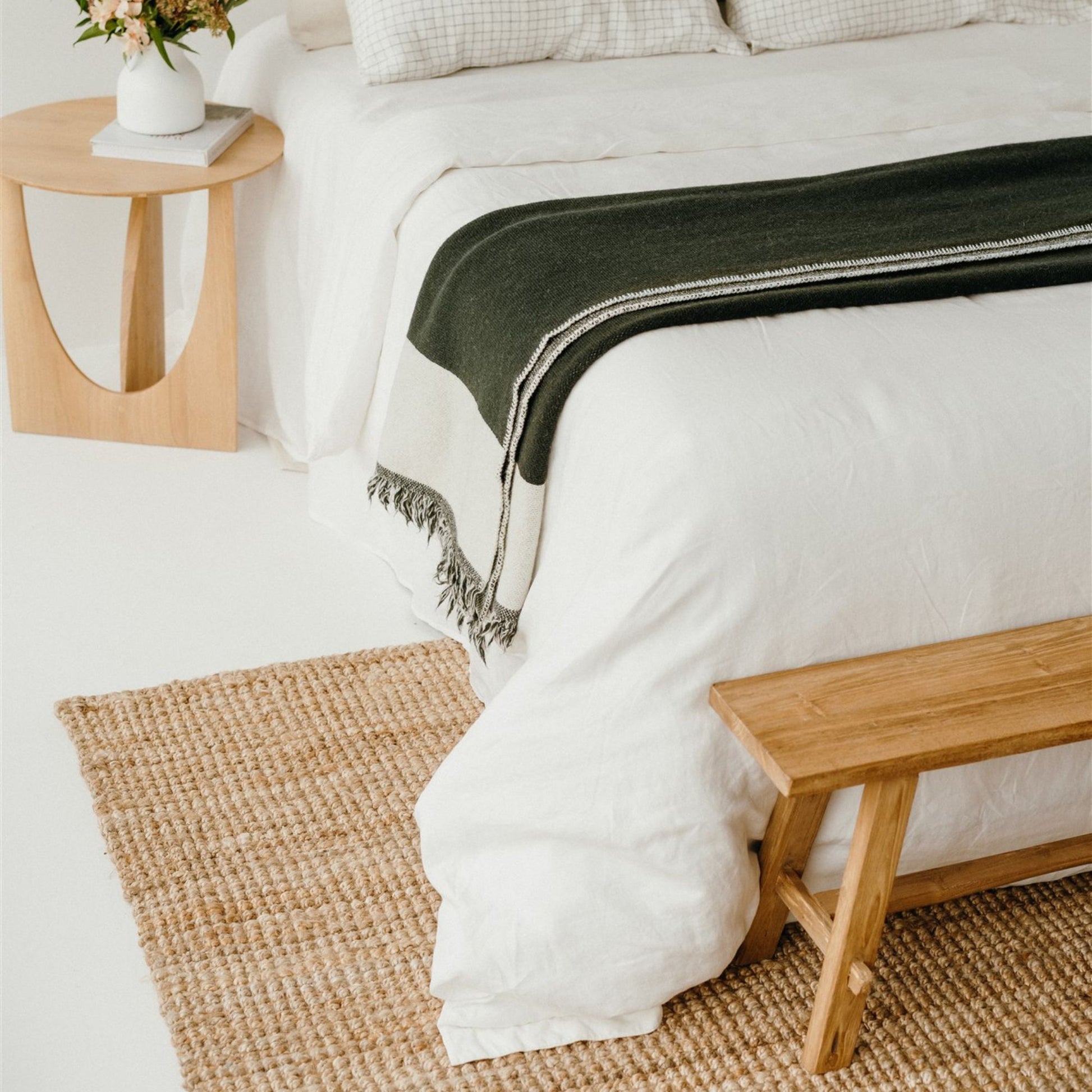 Foxtrot Home New Zealand Wool Blanket Throw in Moss Green