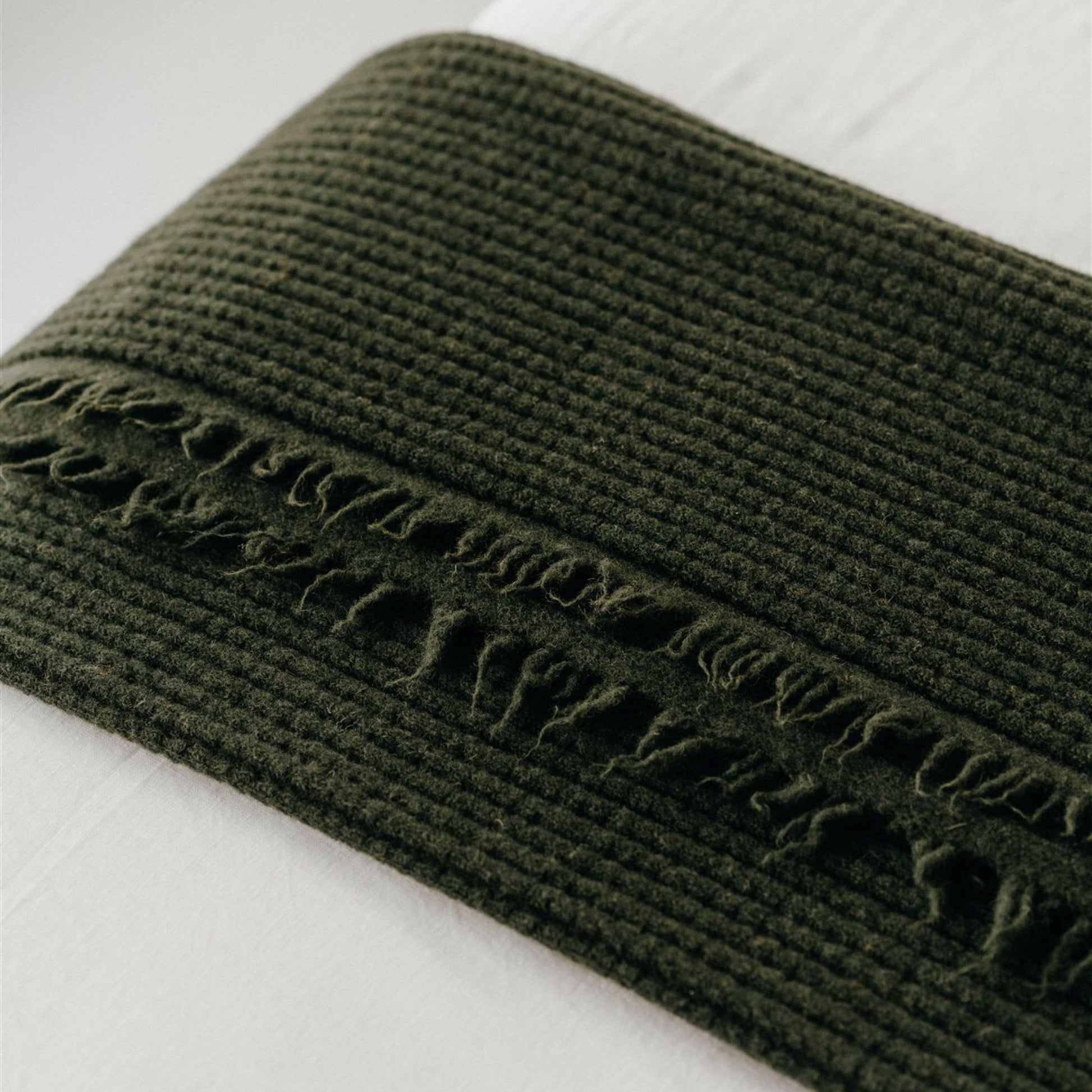 Foxtrot Home New Zealand Wool Throw Blanket Moss Green