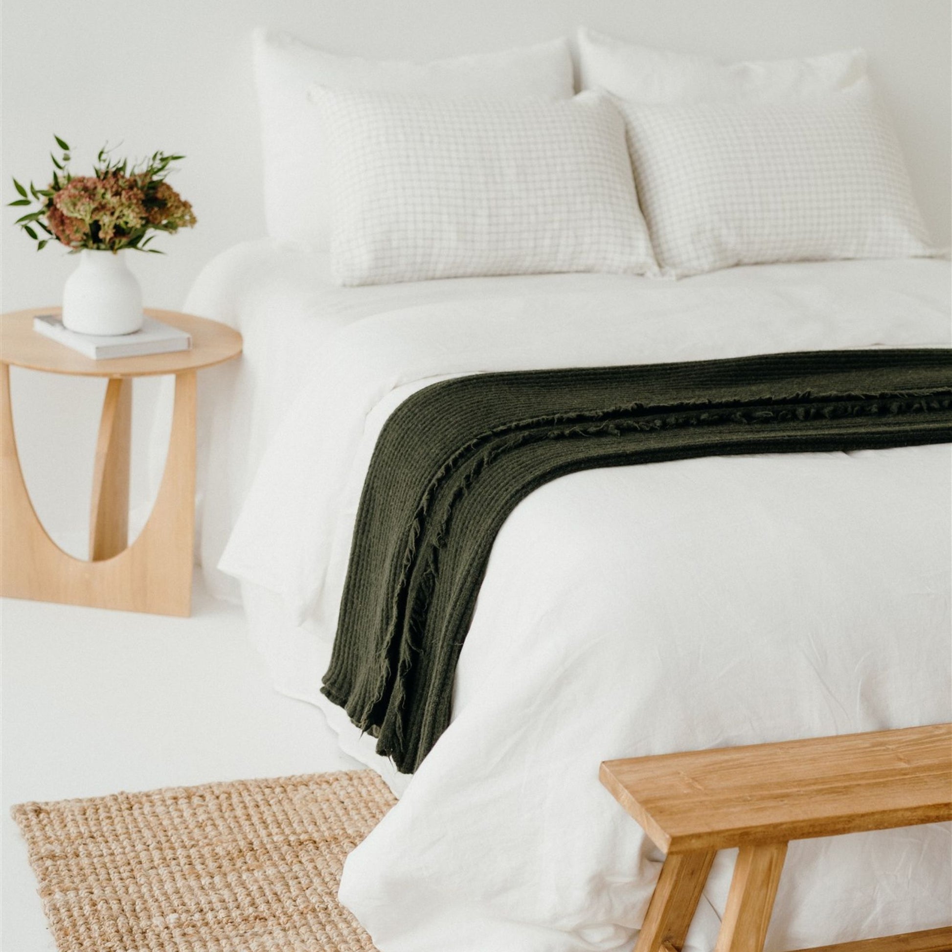 Foxtrot Home New Zealand Wool Throw Blanket Moss Green