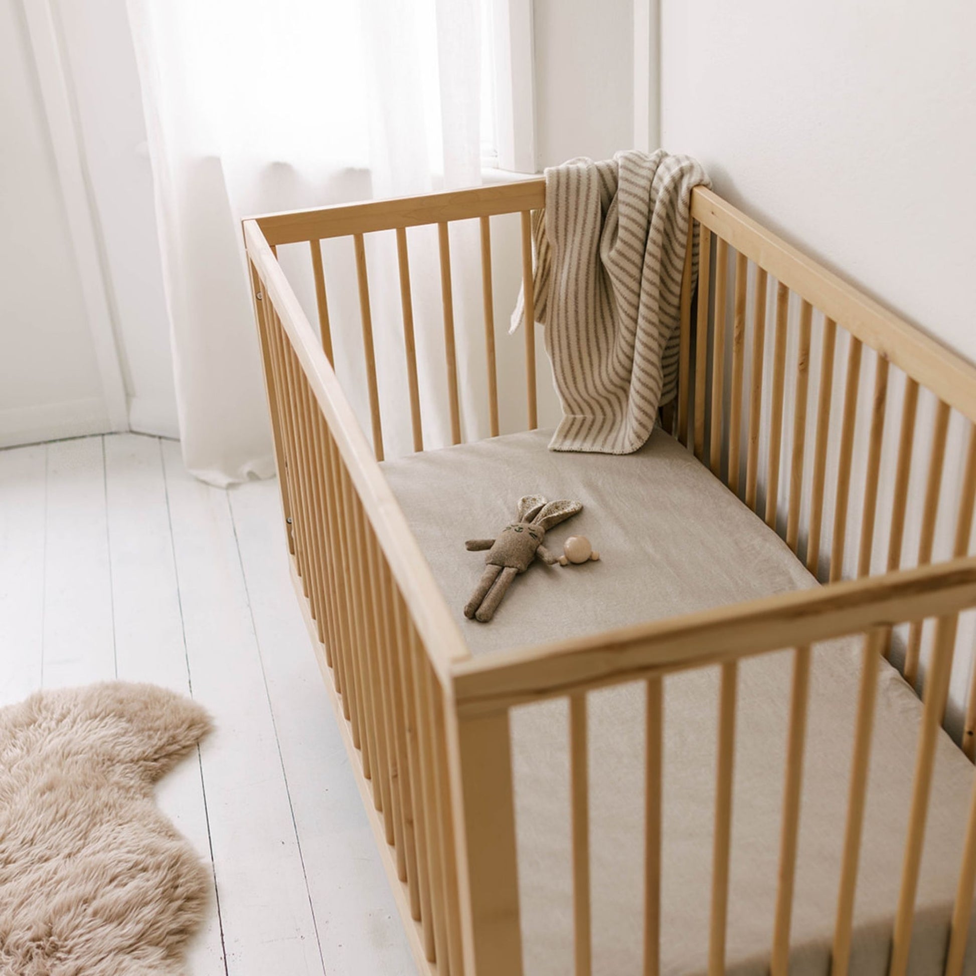 Natural Linen Cot/Bassinet Sheet
