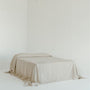 Foxtrot Home French Flax Linen styled in a bedroom with a Natural Bedspread