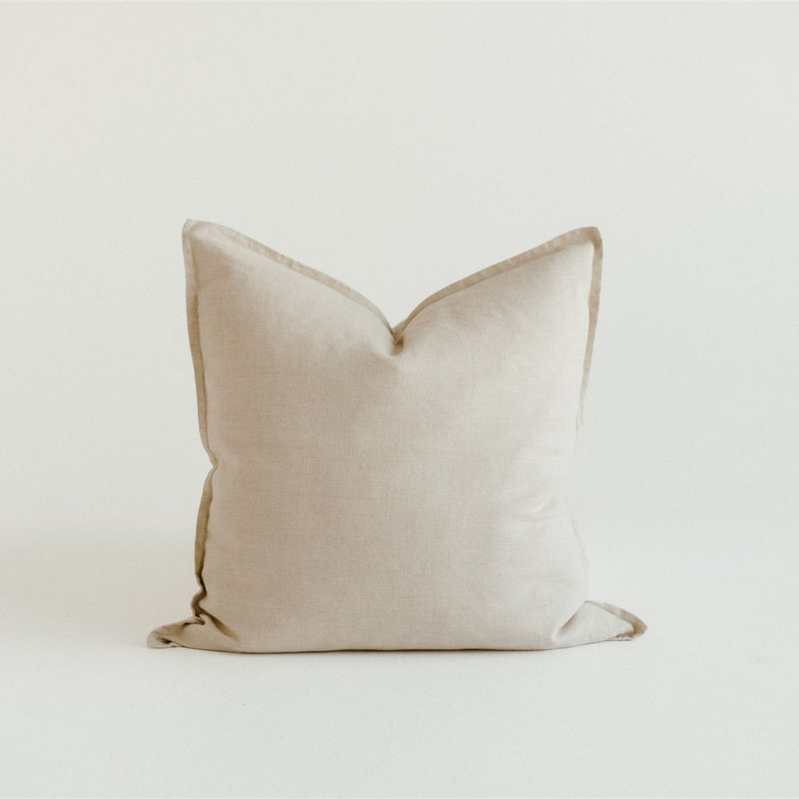 Foxtrot Home French Flax Linen styled with a Natural Cushion