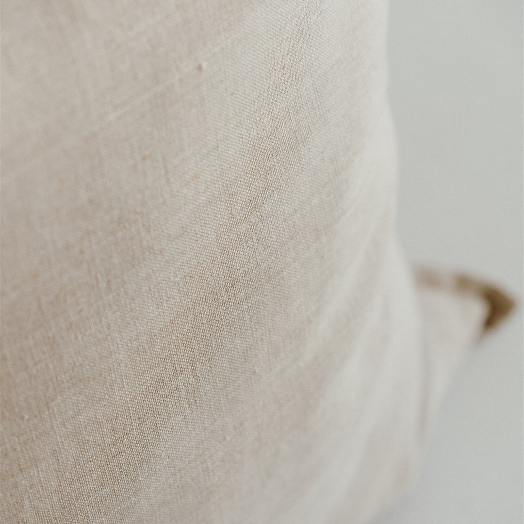 Foxtrot Home French Flax Linen styled with a Natural Cushion