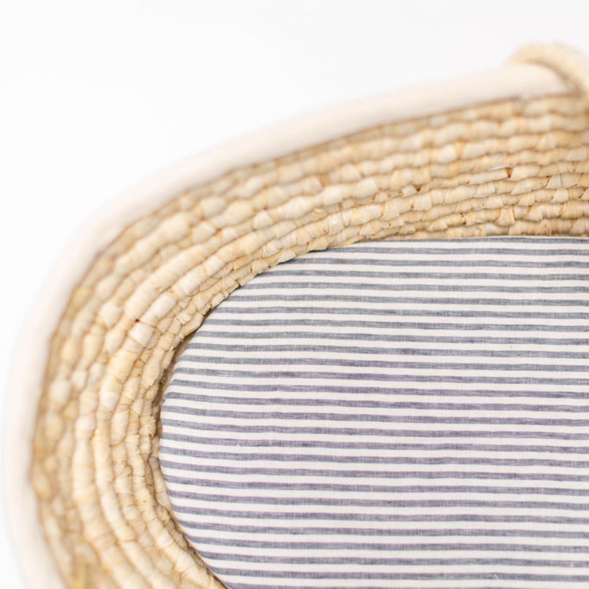 Navy Stripes Linen Cot/Bassinet Sheet