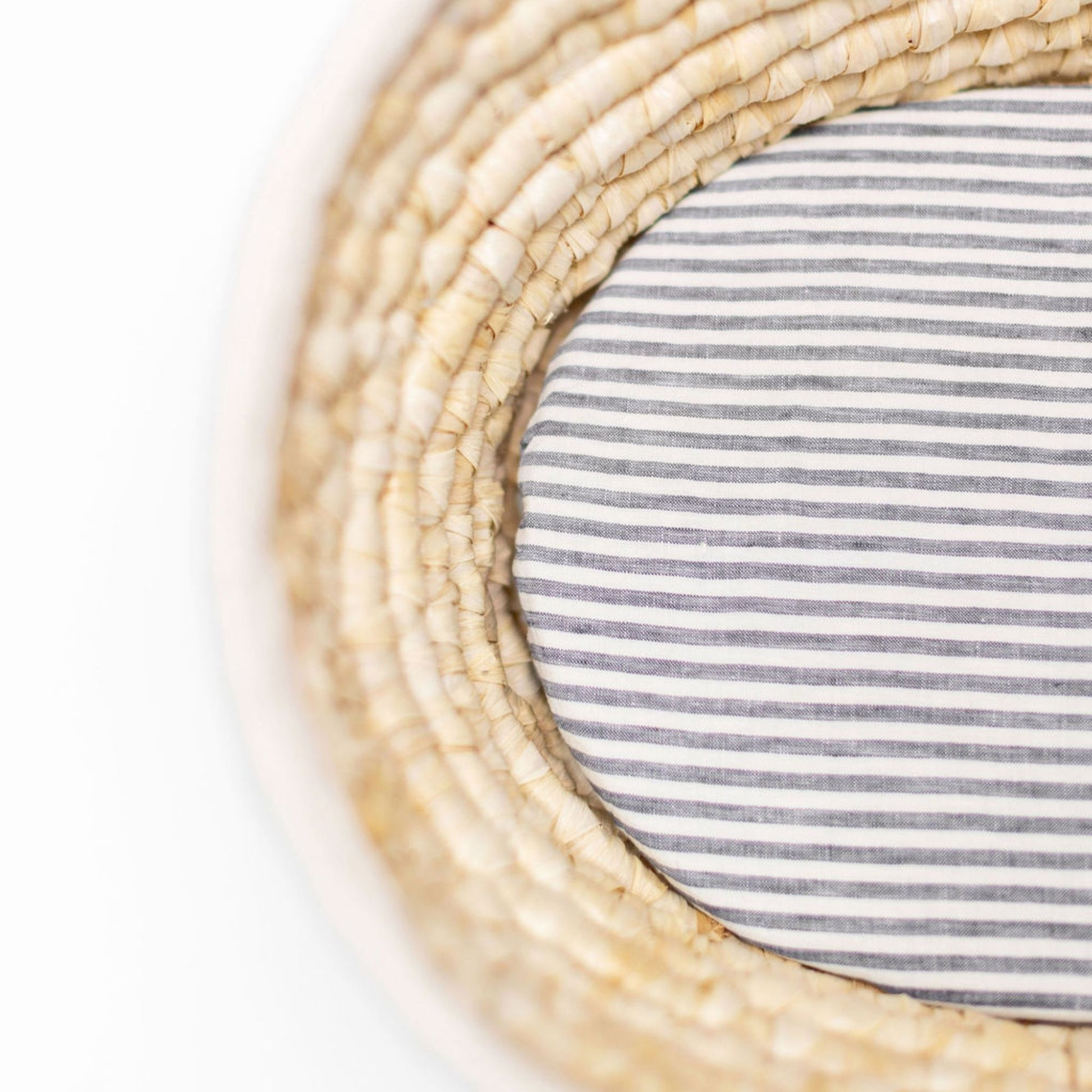 Navy Stripes Linen Cot/Bassinet Sheet