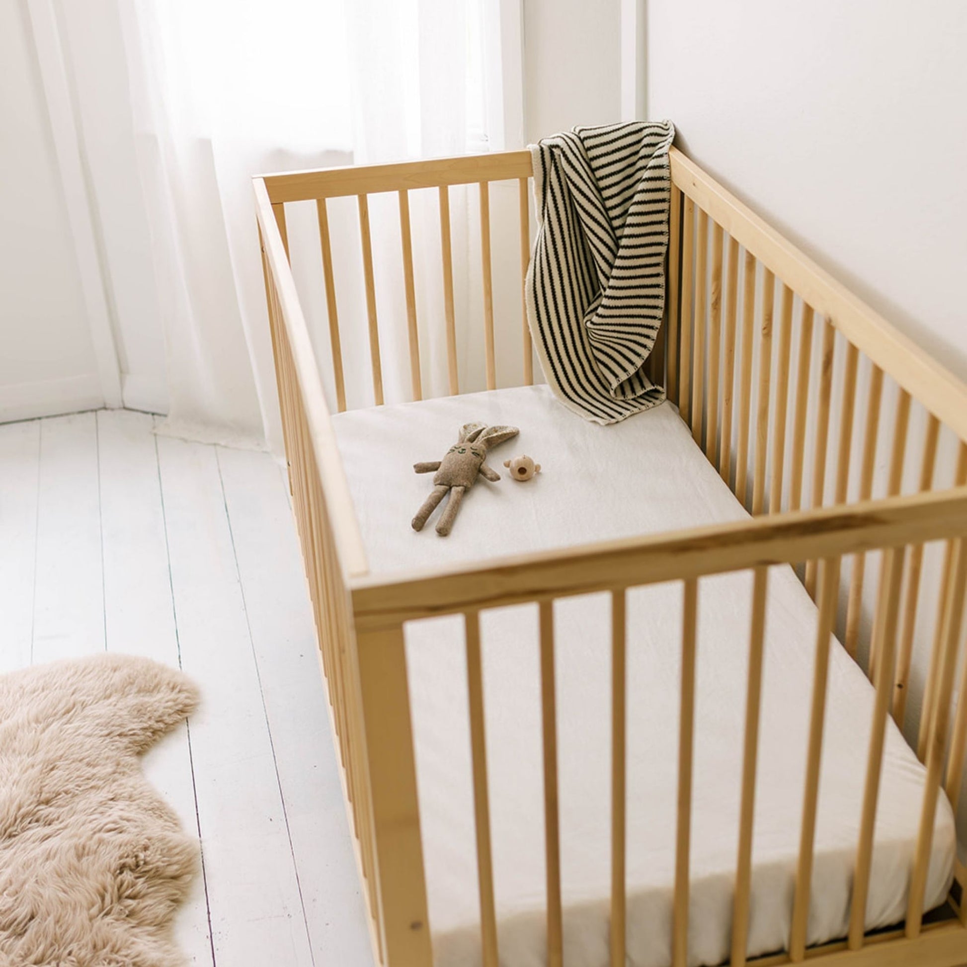 Off White Linen Cot/Bassinet Sheet