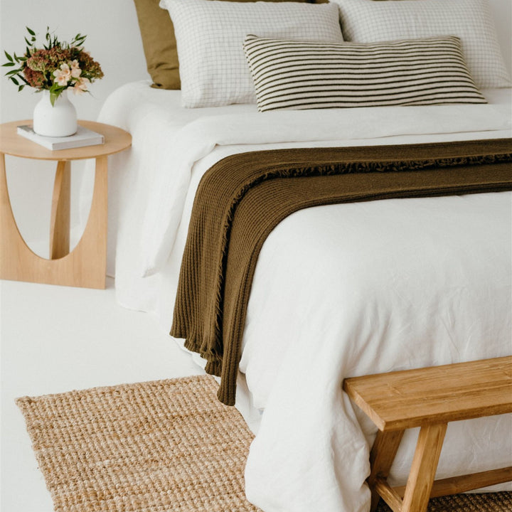 Foxtrot Home New Zealand Wool Throw Blanket Olive Green