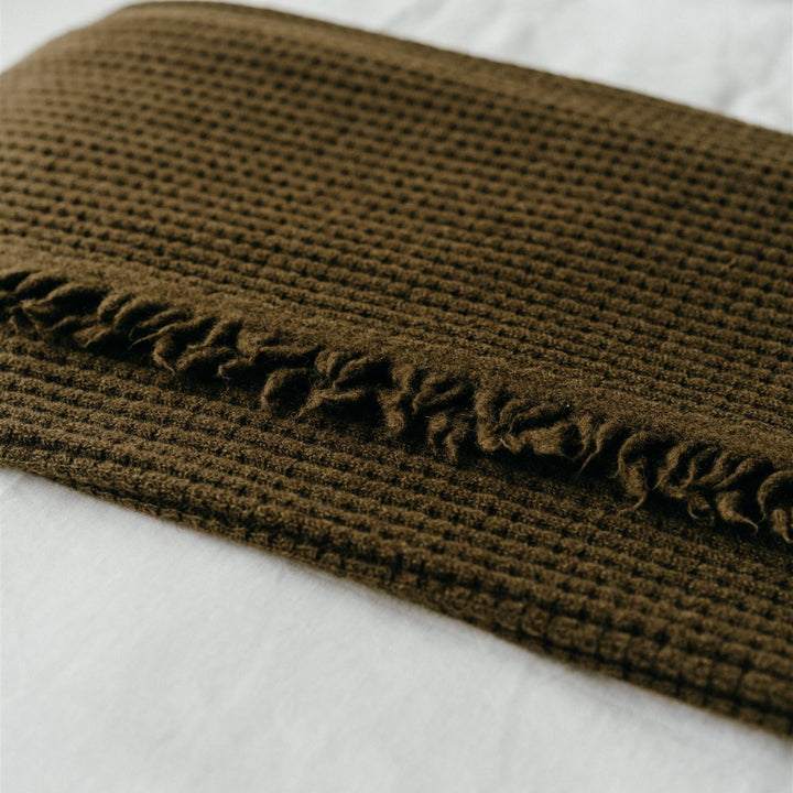 Foxtrot Home New Zealand Wool Throw Blanket Olive Green