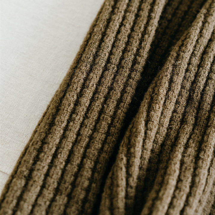 Foxtrot Home New Zealand Wool Throw Blanket Olive Green
