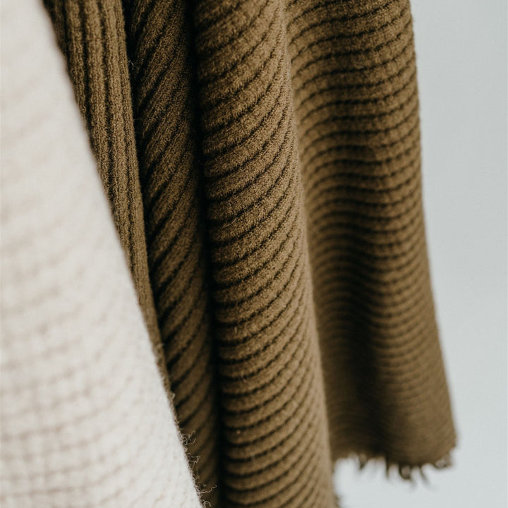 Foxtrot Home New Zealand Wool Throw Blanket Olive Green