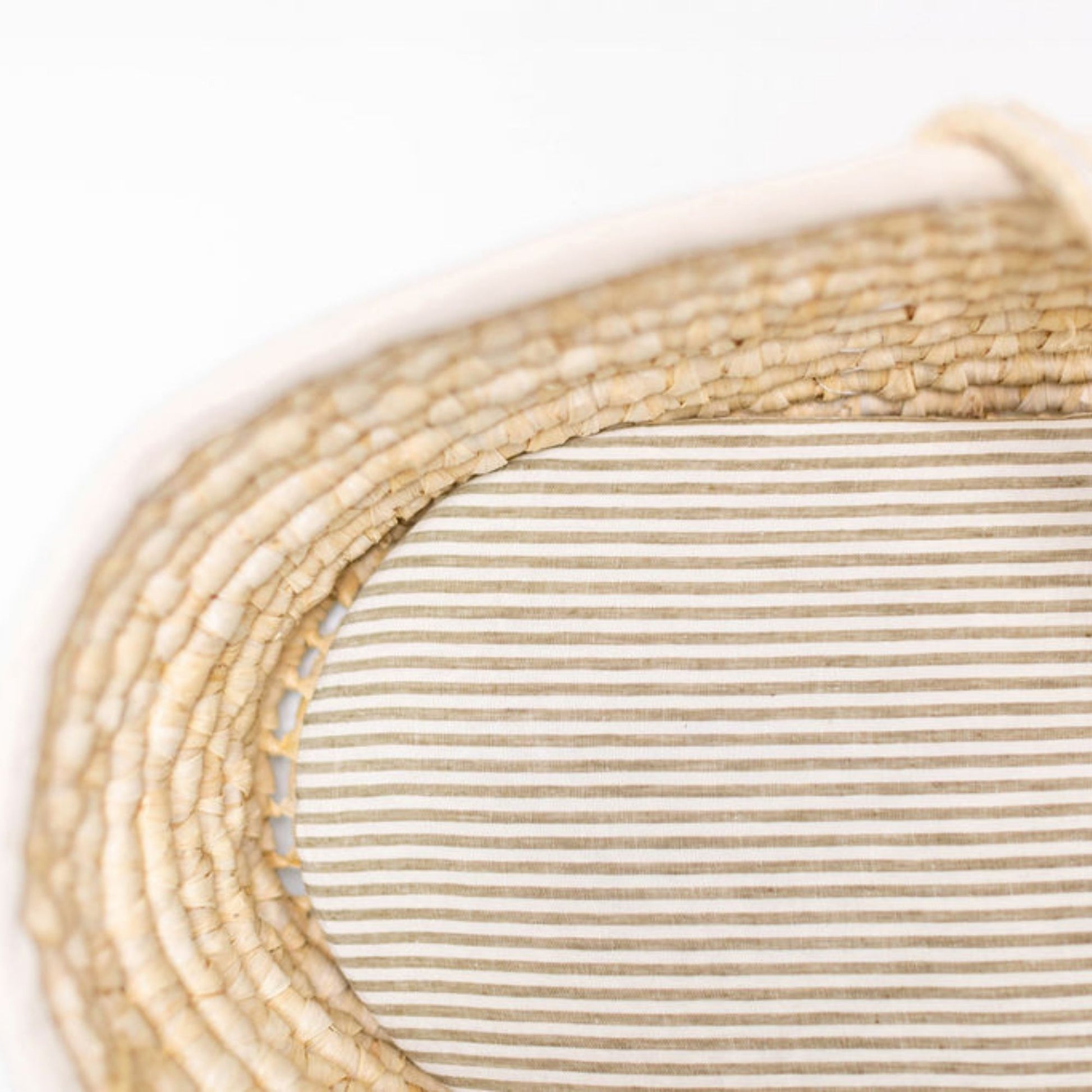 Olive Stripes Linen Cot/Bassinet Sheet