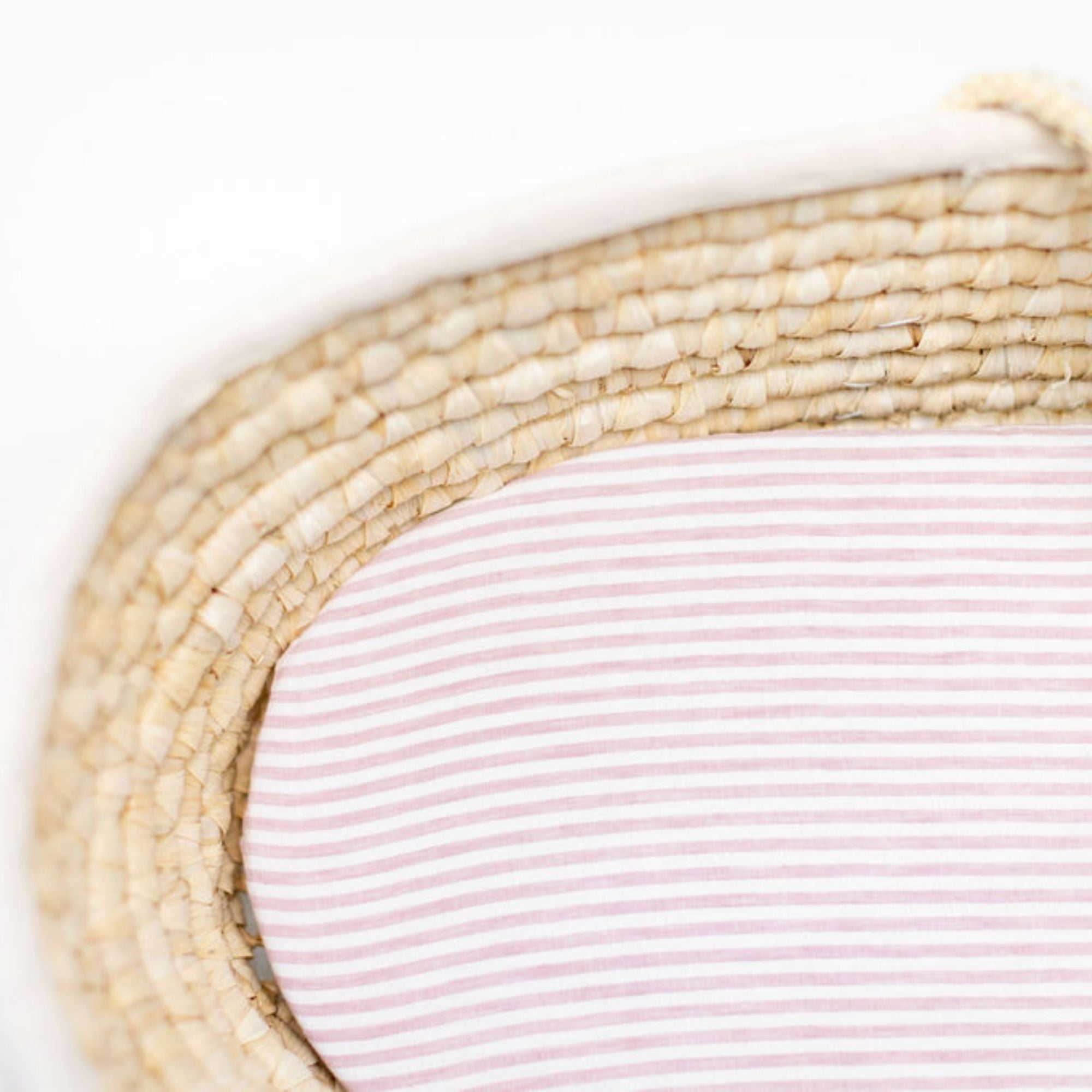 Pink Stripes Linen Cot/Bassinet Sheet