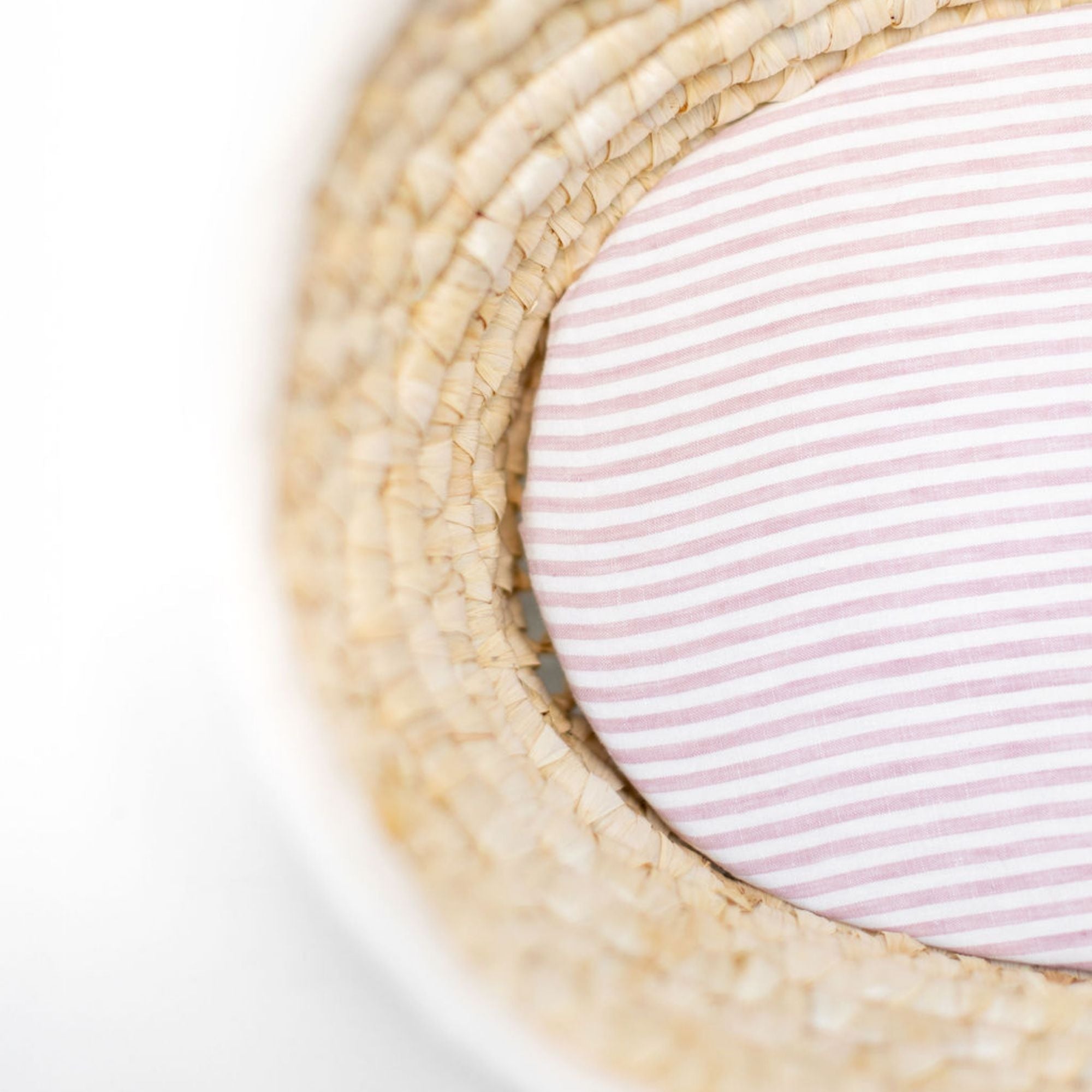 Pink Stripes Linen Cot/Bassinet Sheet