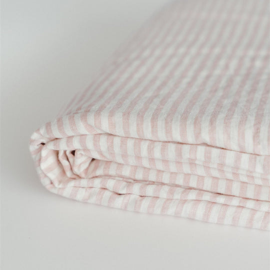 Pink Stripes Linen Fitted Sheet