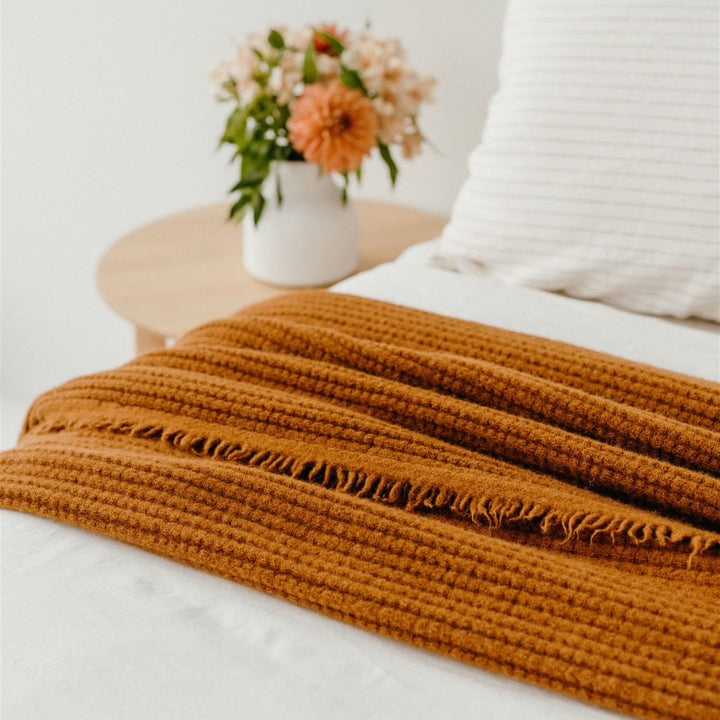 Foxtrot Home New Zealand Wool Throw Blanket Rust
