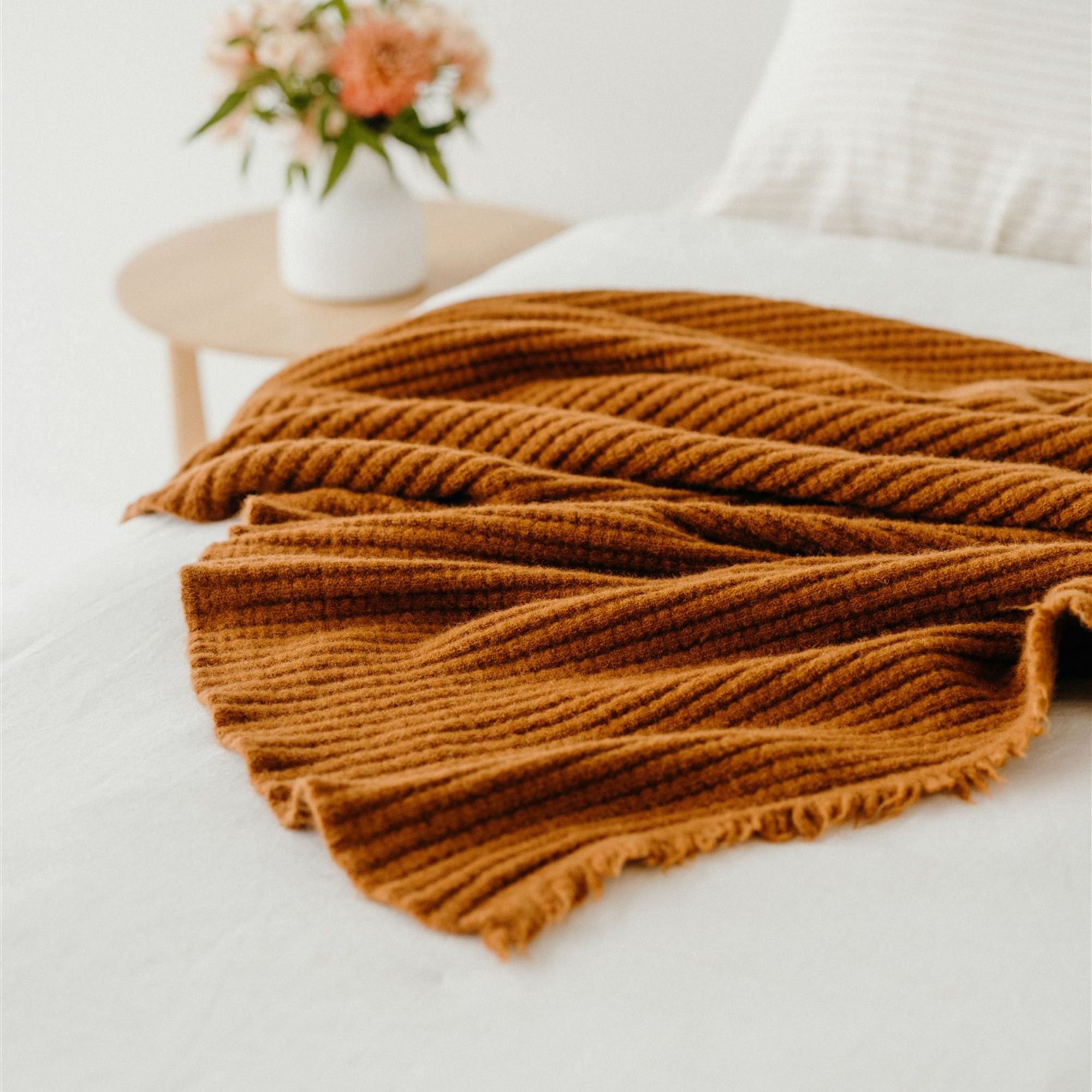 Foxtrot Home New Zealand Wool Throw Blanket Rust