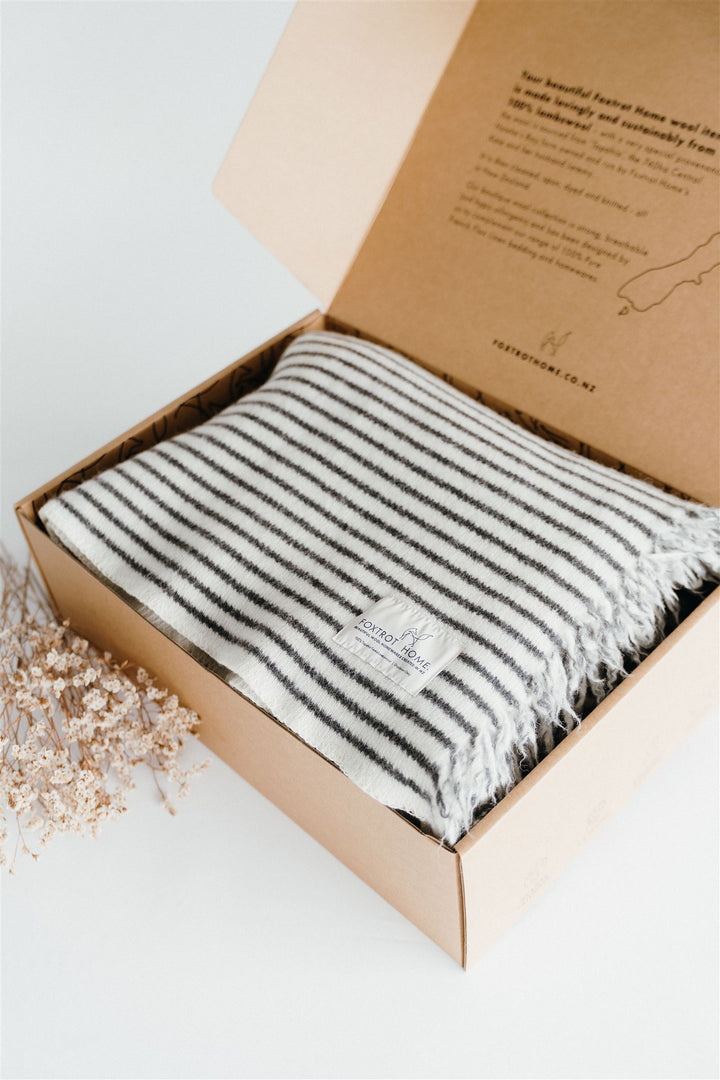 Birch Ribbed Wool Throw Blanket