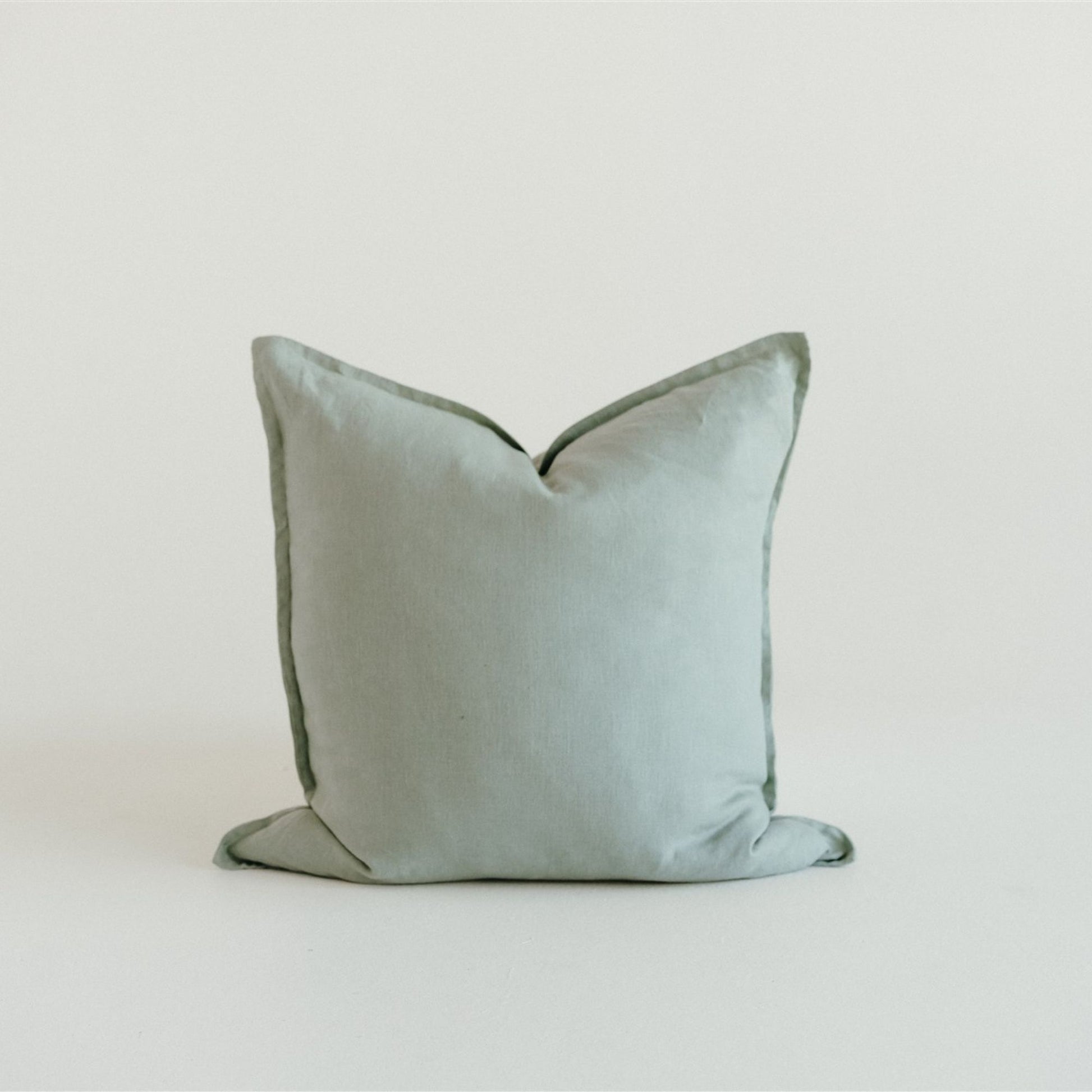 Foxtrot Home French Flax Linen styled with a Sage Green Cushion