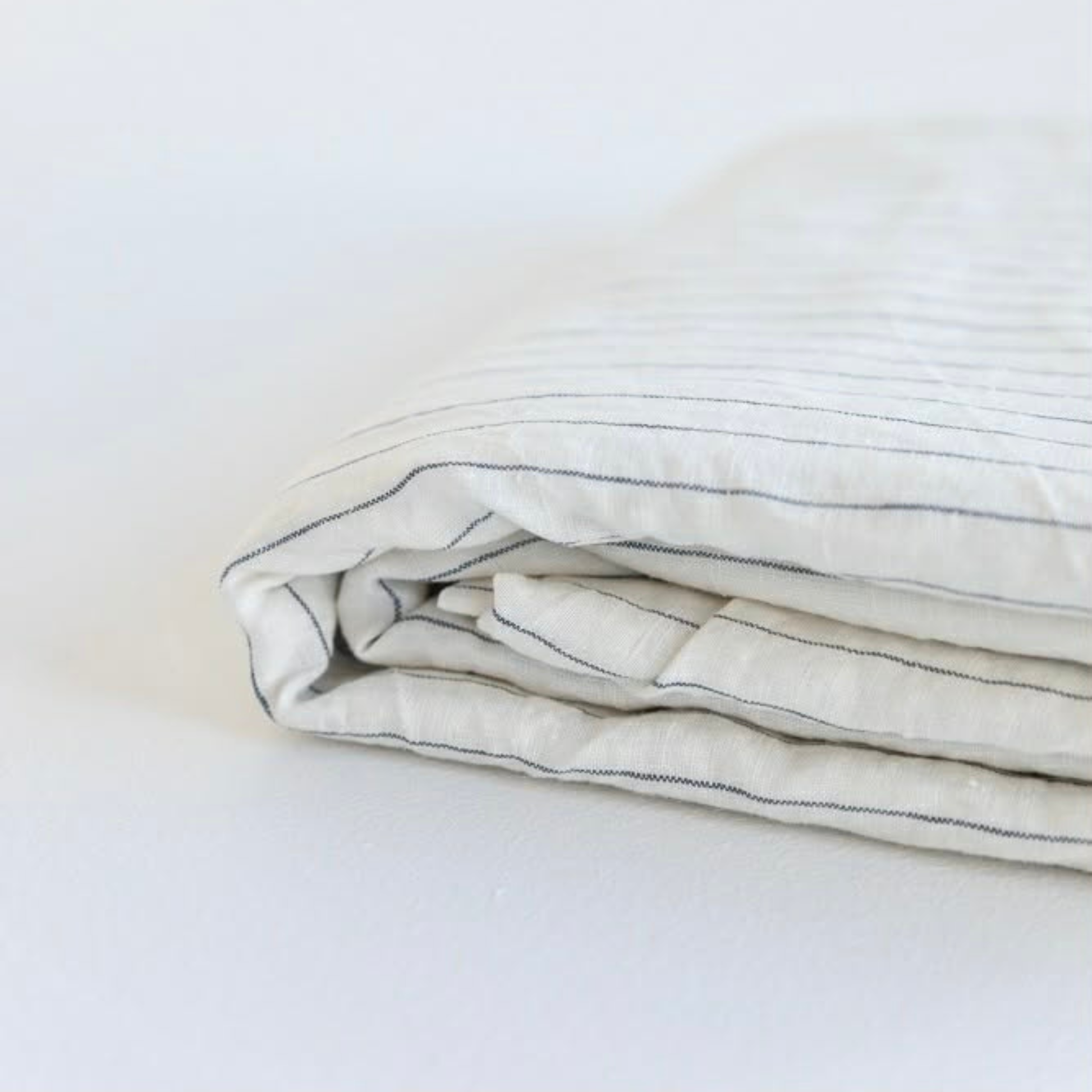 Coastal Blue Stripes Linen Flat Sheet