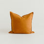 Foxtrot Home French Flax Linen styled with a Tobacco Cushion