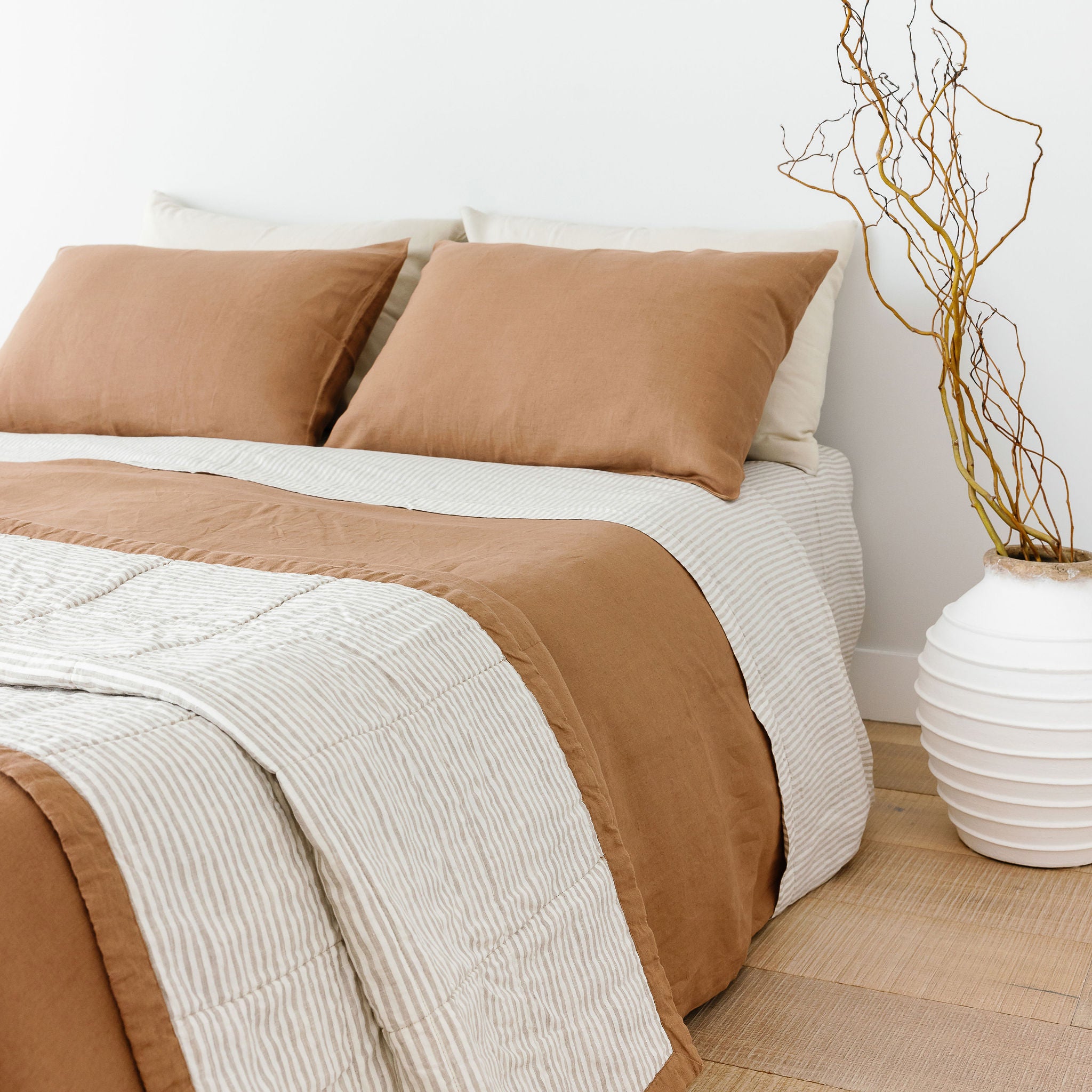 Malt Brown Linen Pillowcase