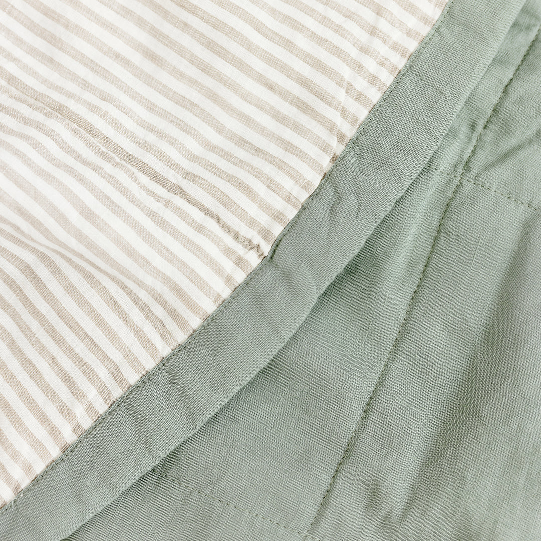 Sage & Sand Stripes Linen Quilt