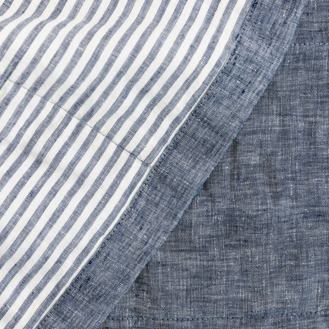 Denim & Navy Stripes Linen Quilt