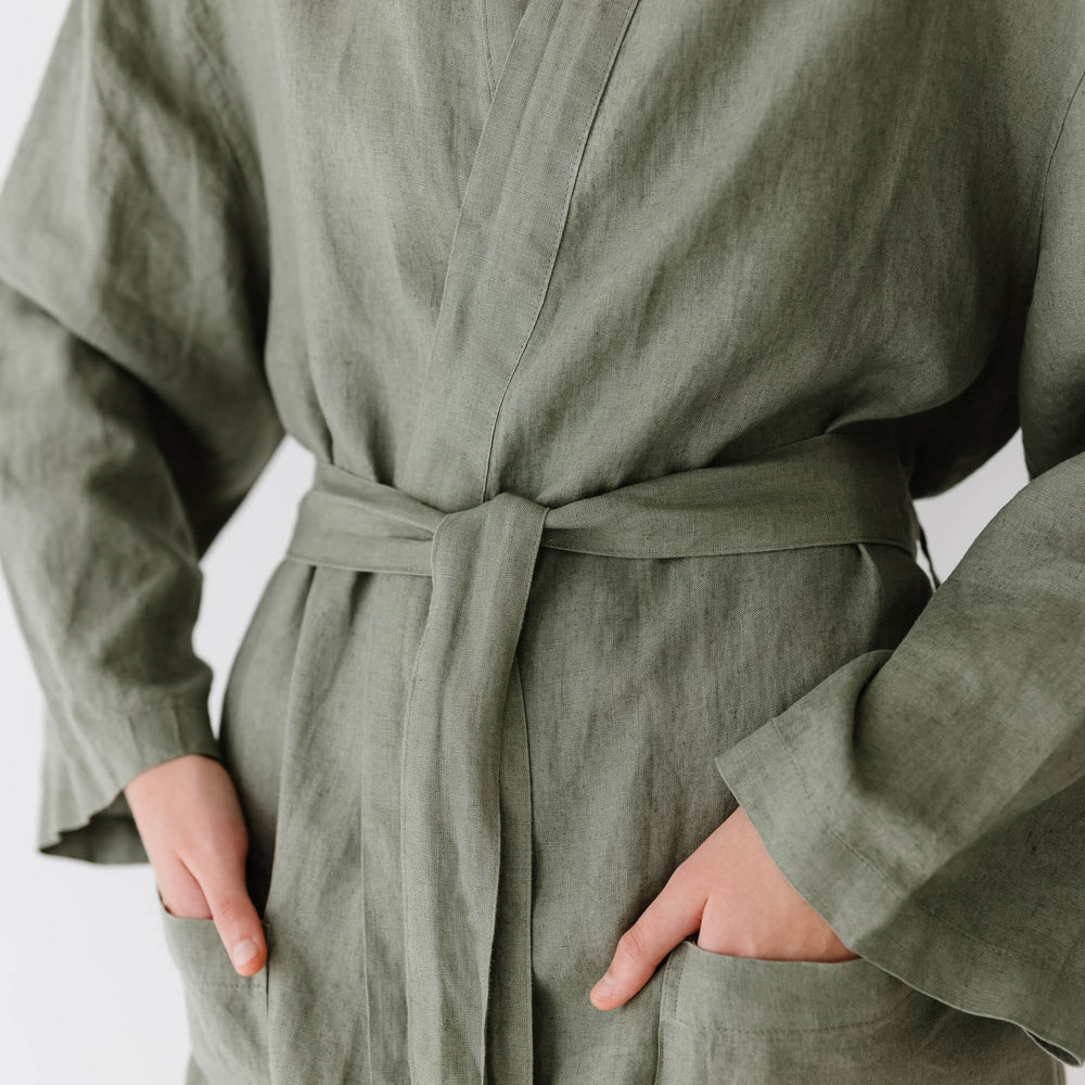 Foxtrot Home French Flax Linen Robe in Cactus