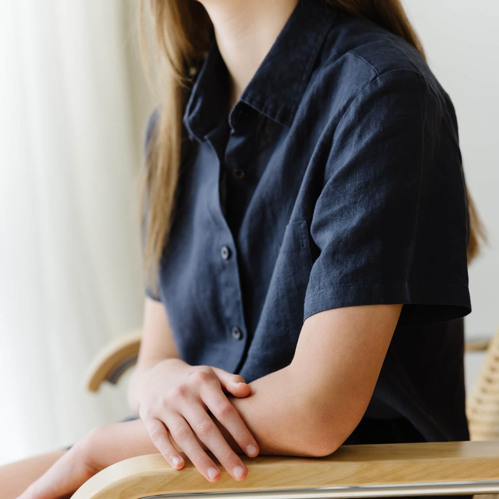Foxtrot Home French Flax Linen Summer Pyjamas in Midnight