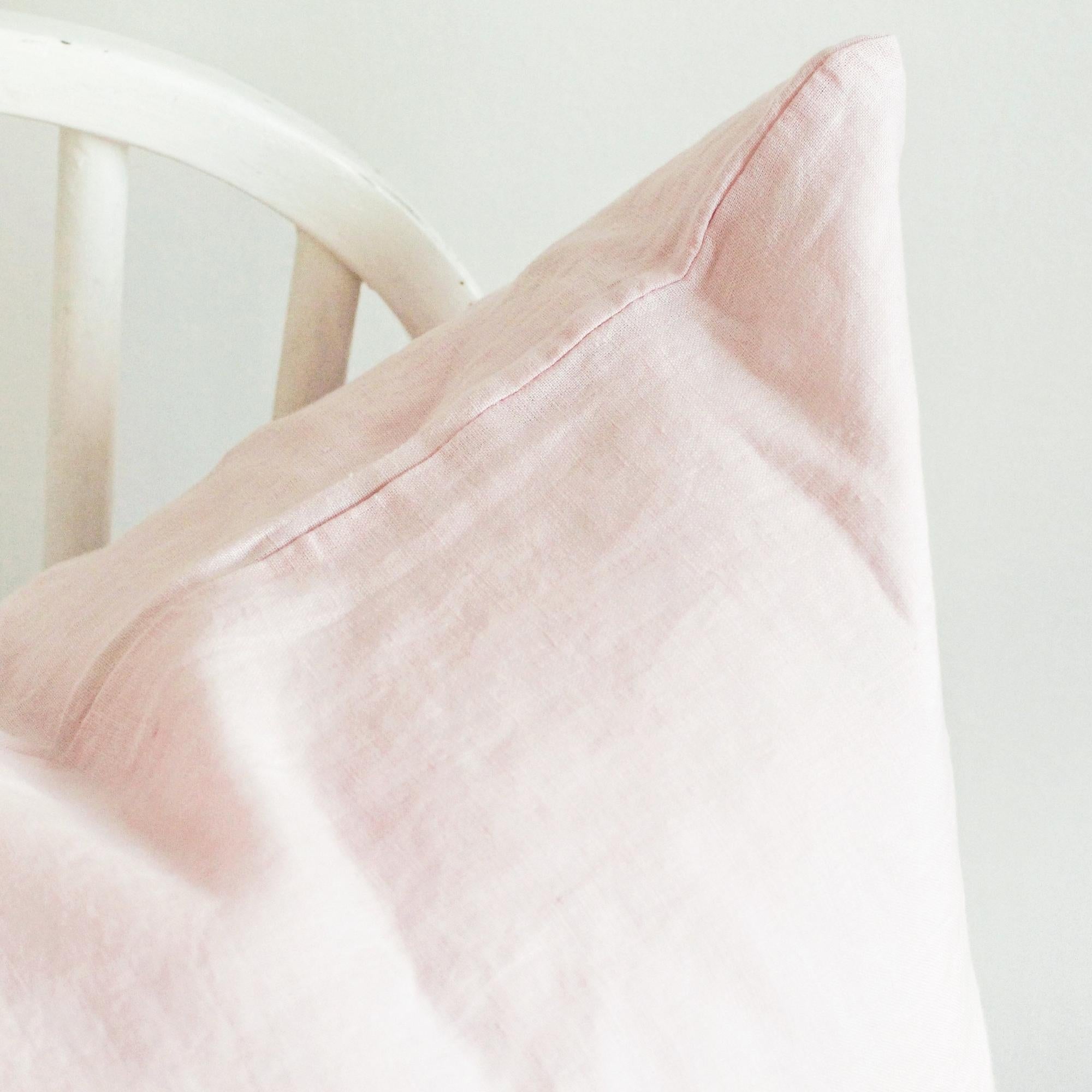 Pink linen pillow top