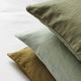 Foxtrot Home French Flax Linen styled in a bedroom with Cactus Green Pillowcases.