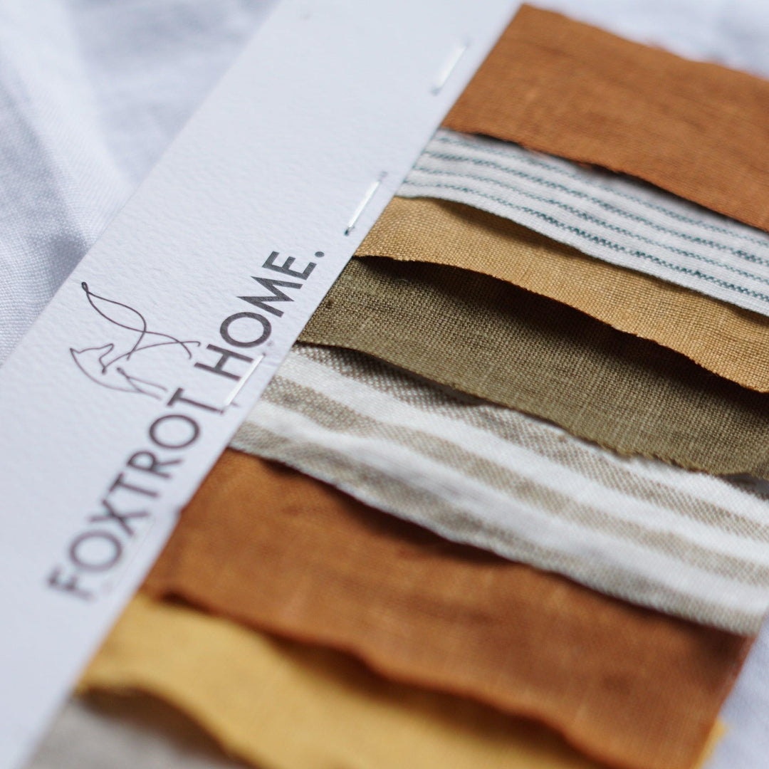 Foxtrot Home French Flax Linen Fabric Samples.